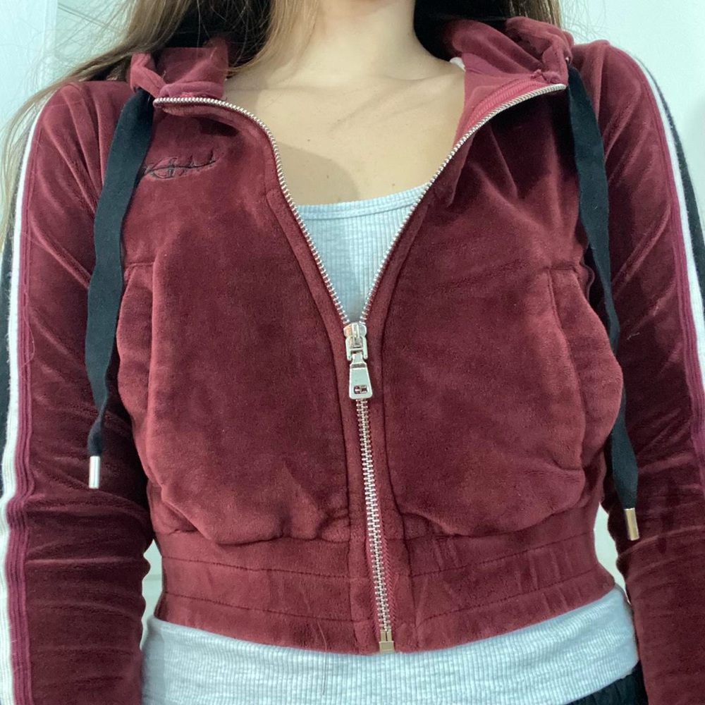Maniere De Voir Red Bomber Jacket Velvet Cropped